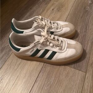Adidas Samba White with Dark Green Accents